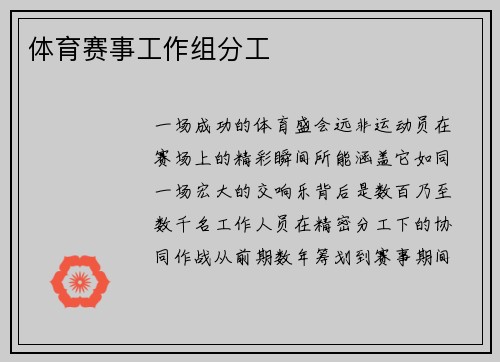 体育赛事工作组分工